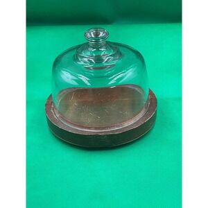 Wooden Cheese Plate with Glass Dome Cover